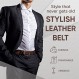 Prospero Comfort 남성용 양면 클래식 드레스 벨트 이탈리안 탑 그레인 가죽 블랙 & 브라운 회전 버클