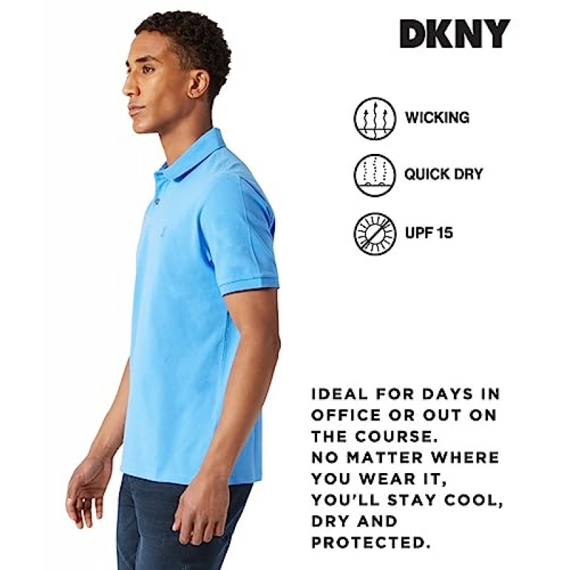 DKNY 남성용 면 폴로 셔츠 – 남성용 퀵 드라이 레귤러 핏 수분 흡수 골프 셔츠(사이즈: S-2XL)