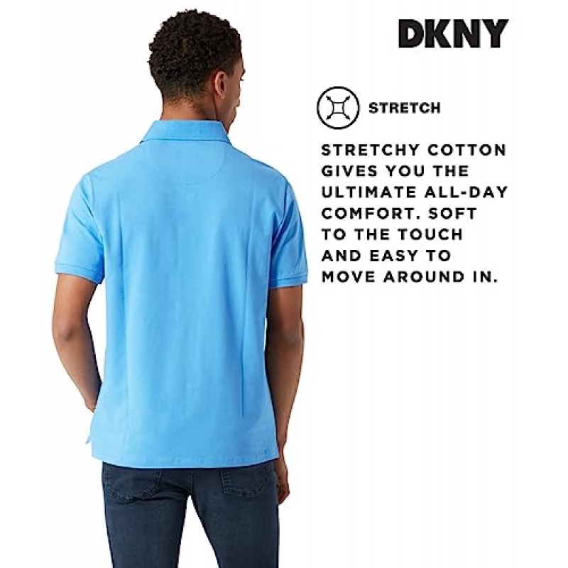 DKNY 남성용 면 폴로 셔츠 – 남성용 퀵 드라이 레귤러 핏 수분 흡수 골프 셔츠(사이즈: S-2XL)