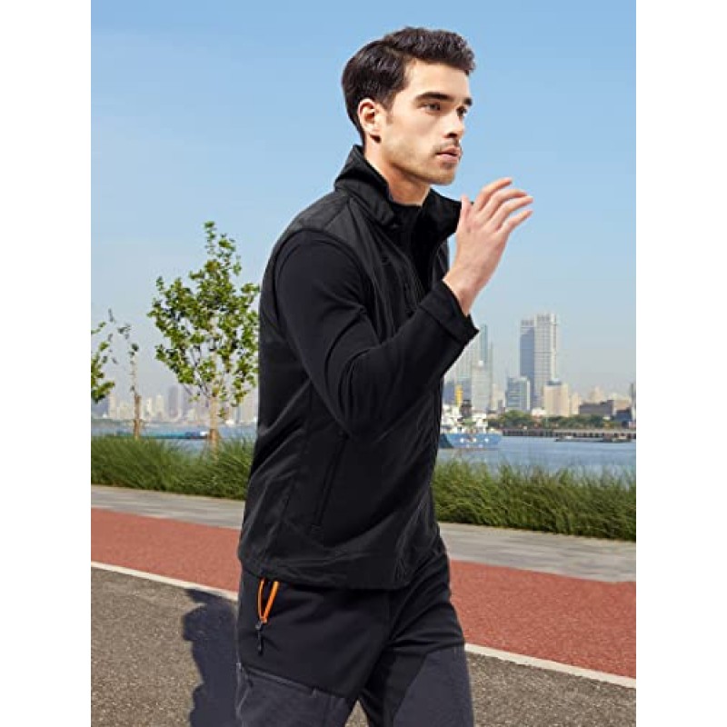 FREE SOLDIER 남성용 경량 Softshell 골프 조끼 겉옷 여행용 방풍 민소매 자켓 하이킹 러닝 낚시