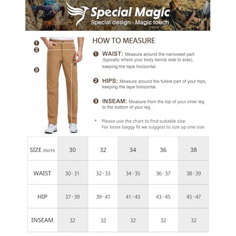 SPECIALMAGIC 남성용 골프 바지 하이킹 스트레치 드레스 방수 캐주얼 작업 여행 포켓이 있는 플랫 프론트 바지