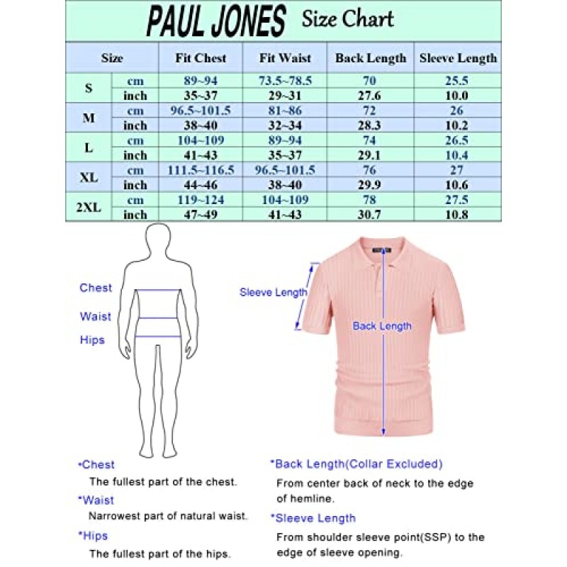 PJ PAUL JONES 남성 니트 폴로 셔츠 캐주얼 반소매 레귤러 핏 남성용 통기성 골프 셔츠