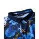 Fohemr Mens 럭셔리 폴로 셔츠 블랙 골드 반팔 바로크 체인 프린트 캐주얼 위킹 골프 플라워 티셔츠