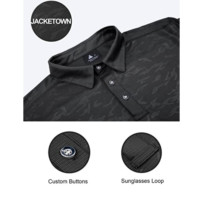 JACKETOWN 남성 골프 폴로 셔츠 긴/짧은 소매 대비 포켓 폴로 테니스 셔츠