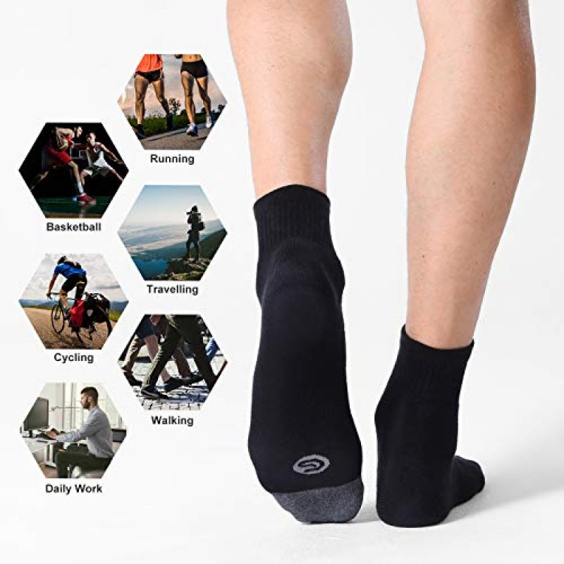 CS CELERSPORT 6 팩 남성용 발목 양말 쿠션 운동용 러닝 양말 포함