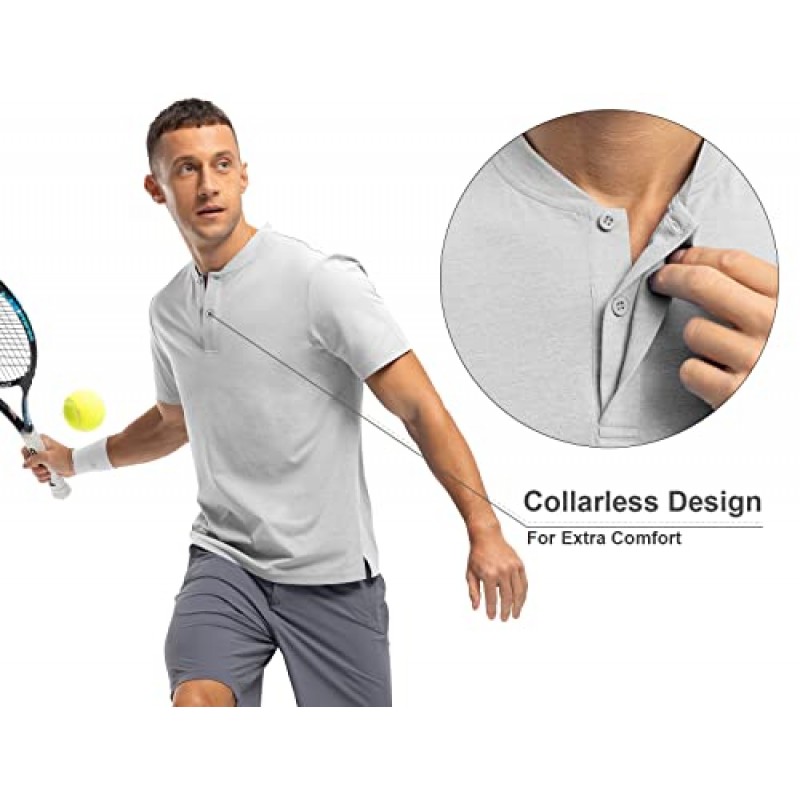 Rdruko 남성용 칼라리스 골프 셔츠 Henley Dry Fit 운동 경량 성능 캐주얼 블레이드 폴로 T 셔츠 반팔