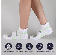 COOPLUS 남성용 발목 양말 아치 지지대가 포함된 운동용 쿠션 통기성 로우 컷 탭 - 6쌍