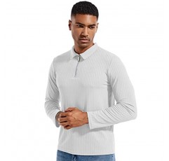 남성용 HHGKED 폴로 셔츠 슬림 피트 골프 셔츠 긴 소매 티셔츠 옷깃 지퍼 탑 Camisas de Hombre