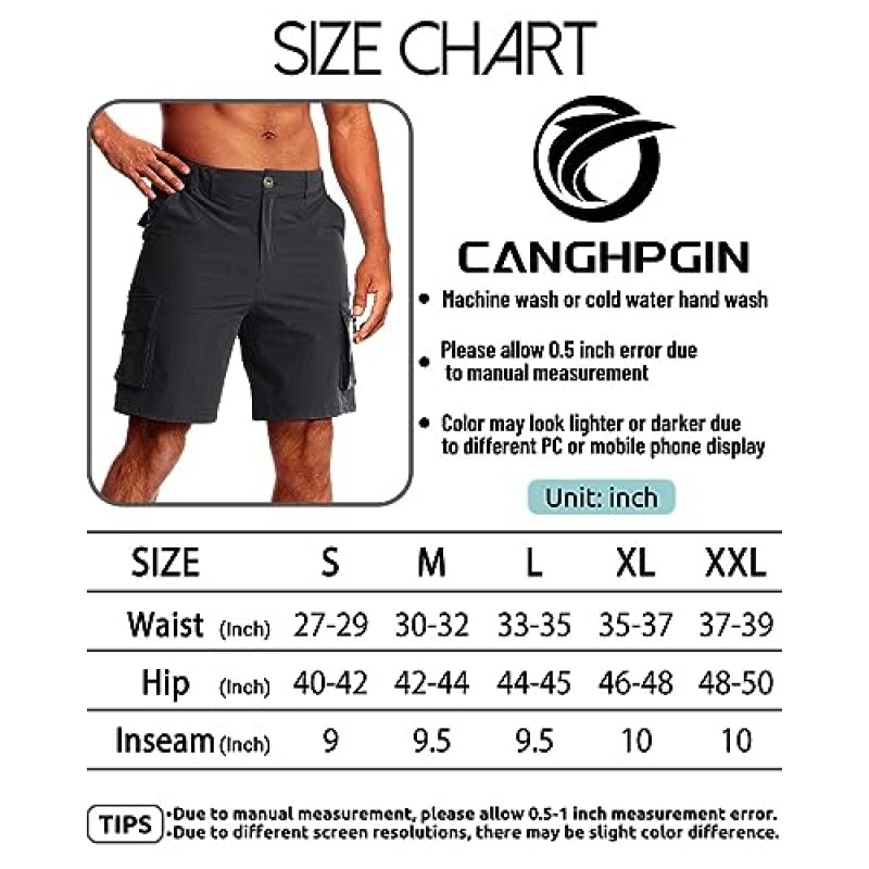 CANGHPGIN 남성용 퀵 드라이 카고 반바지 스트레치 하이킹 골프 9