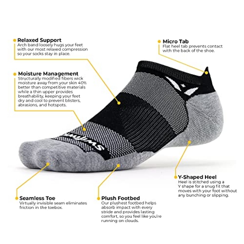 Swiftwick- MAXUS ZERO 탭(3켤레) 러닝 및 골프 양말, 최대 쿠션