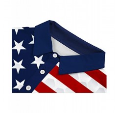 V VALANCH Mens American Falg 폴로 셔츠 반팔 성능 애국 셔츠 재미 있은 골프 셔츠