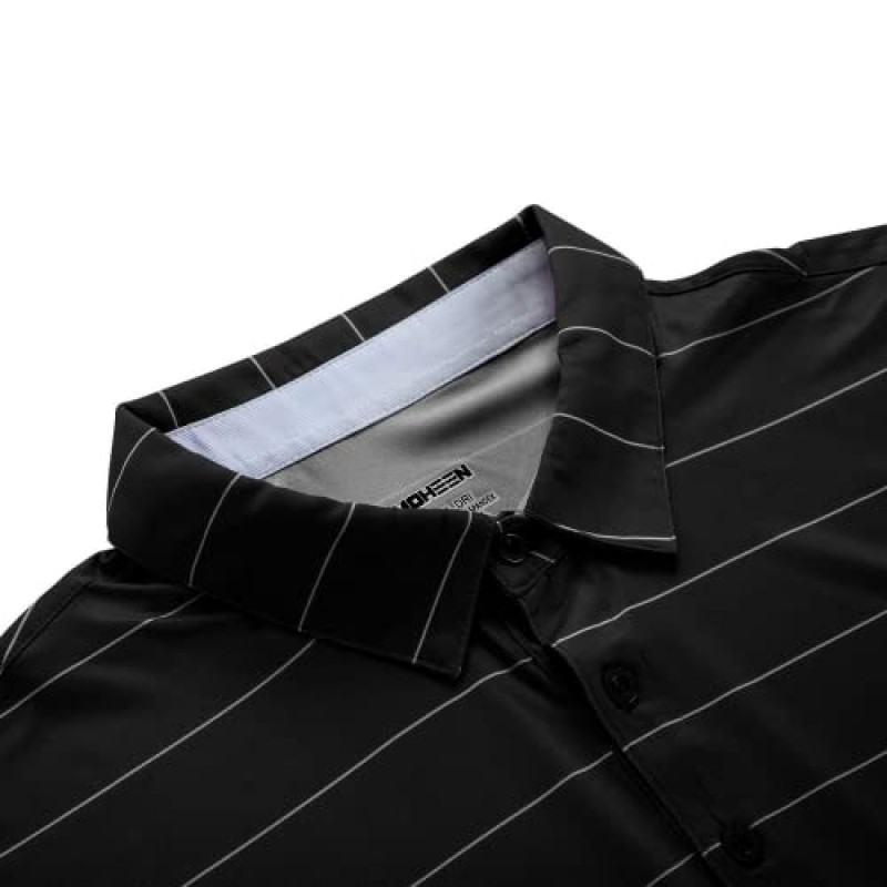 남성용 크고 키가 큰 폴로 셔츠 Tech Mositure Wicking Dry Fit 반팔 캐주얼 스트라이프 골프 폴로 T 셔츠