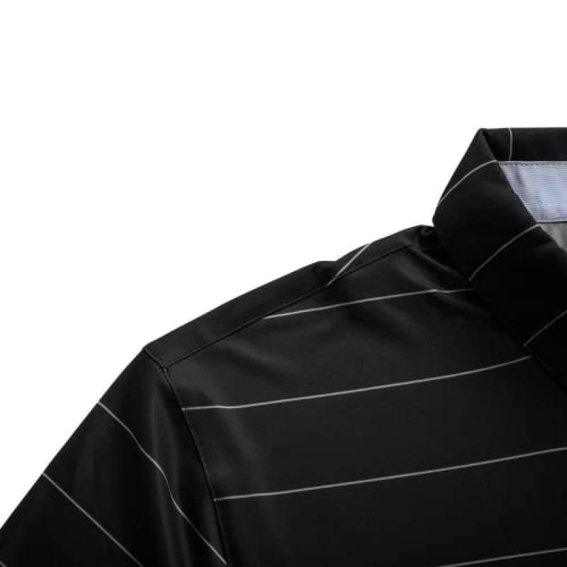 남성용 크고 키가 큰 폴로 셔츠 Tech Mositure Wicking Dry Fit 반팔 캐주얼 스트라이프 골프 폴로 T 셔츠