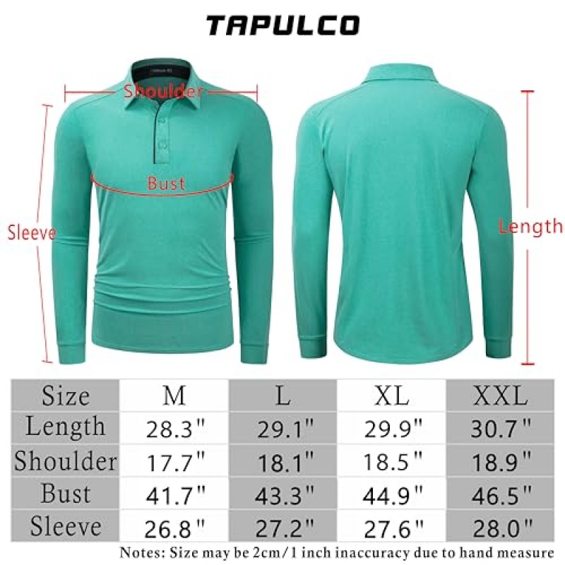 TAPULCO 남성용 퀵 드라이 골프 셔츠 캐주얼 운동용 스트레치 스포츠 폴로 칼라 티셔츠