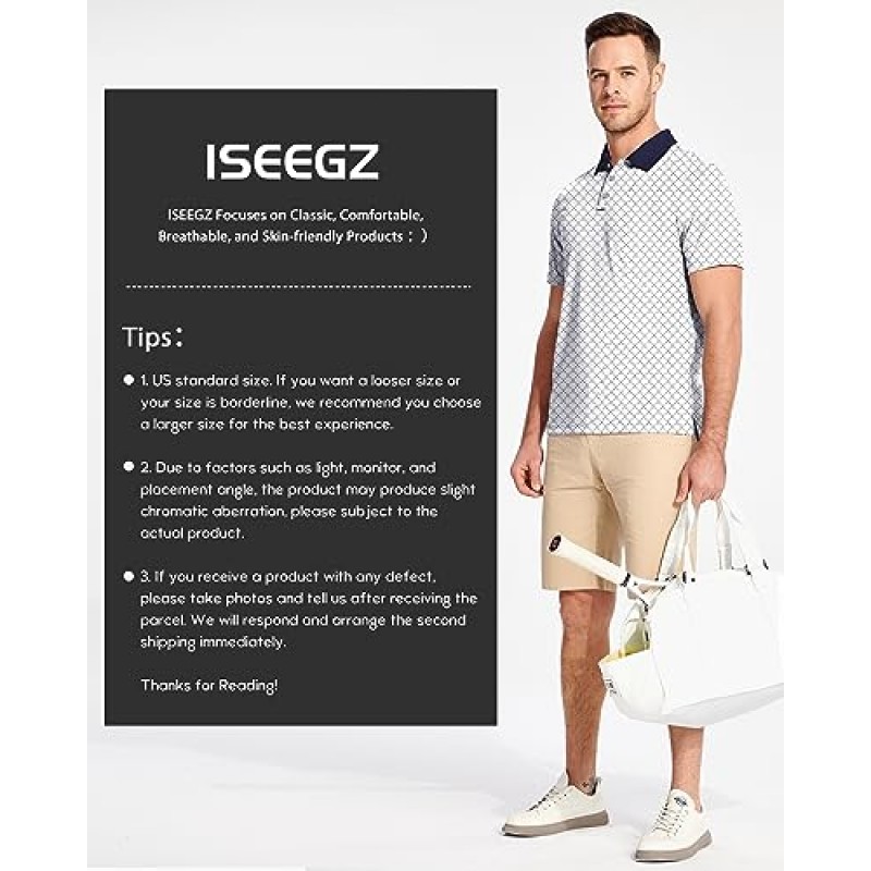 ISEEGZ 남성용 골프 셔츠 반팔 웃긴 프린트 골프 폴로 셔츠 남성용 경량 드라이 피트 퀵 드라이 칼라 골프 폴로