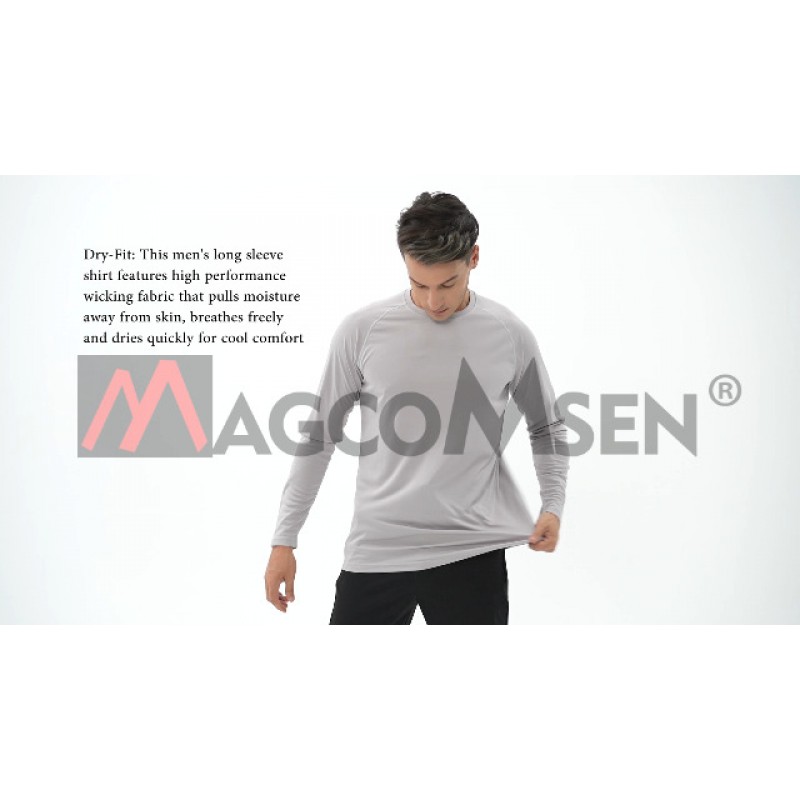 MAGCOMSEN 남성용 긴 소매 셔츠 UPF 50+ UV 자외선 차단 운동 셔츠 하이킹 달리기 운동 러쉬 가드