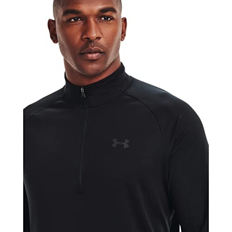 Under Armour 남성 Tech 2.0 1/2 집업 긴소매 티셔츠, 블랙 (001)/차콜, 라지