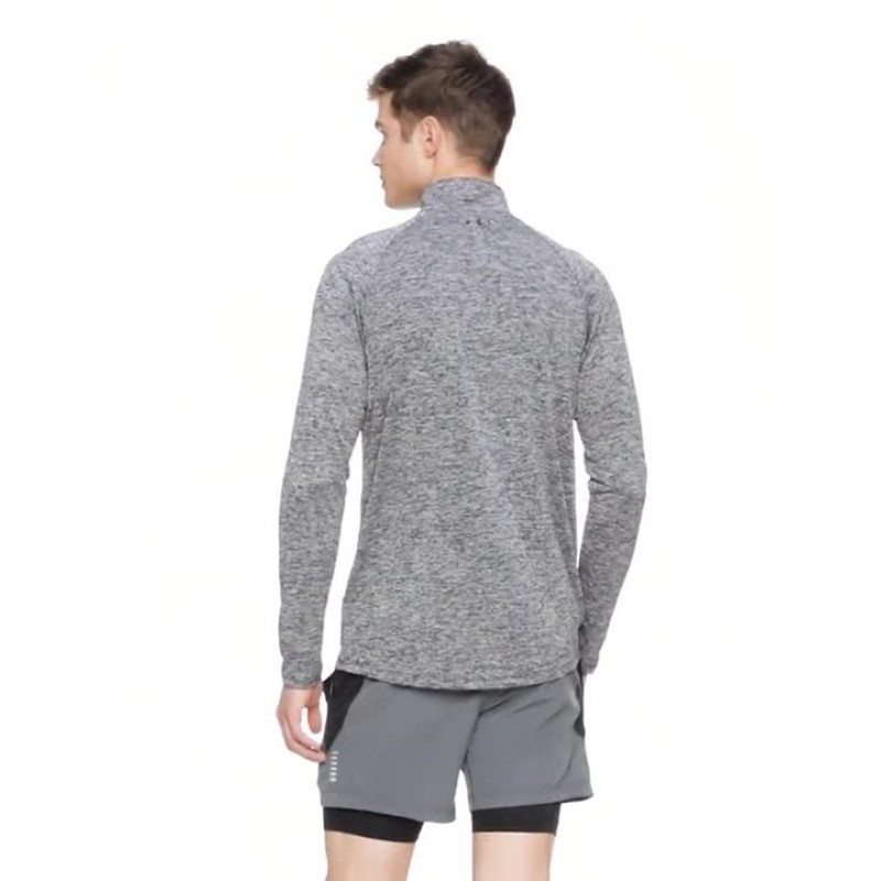 Under Armour 남성 Tech 2.0 1/2 집업 긴소매 티셔츠, 블랙 (001)/차콜, 라지