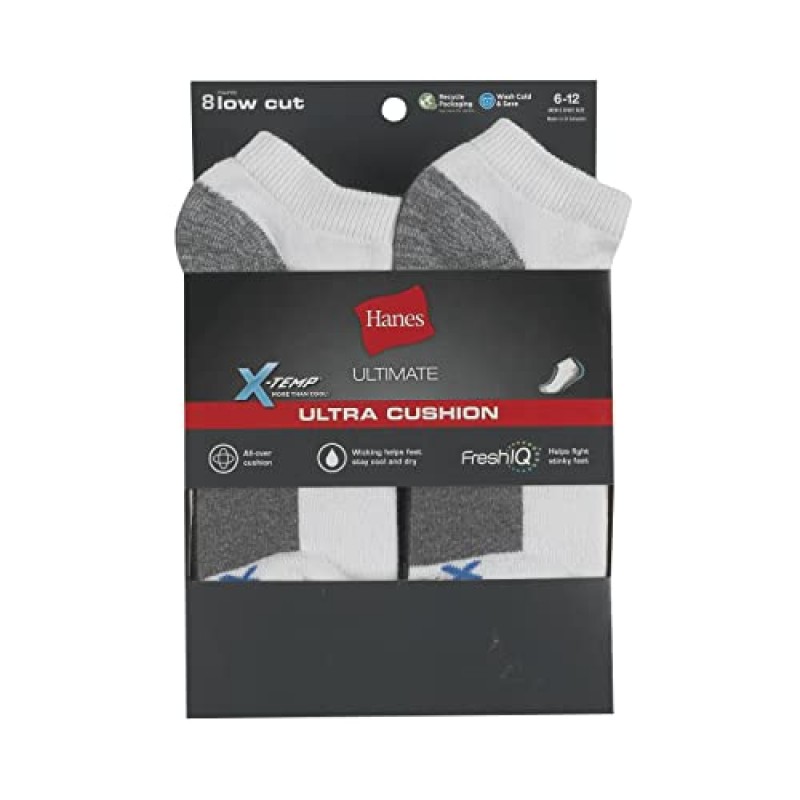 Hanes 남성용 맥스 쿠션 로우컷 양말, 6팩 및 8팩