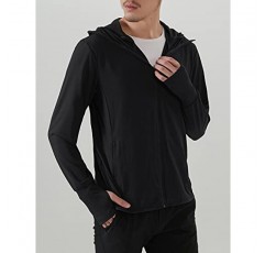 Locachy 남성용 UPF 50+ 자외선 차단 야외 경량 풀 지퍼 까마귀 자켓 긴 소매 낚시 하이킹 성능 셔츠