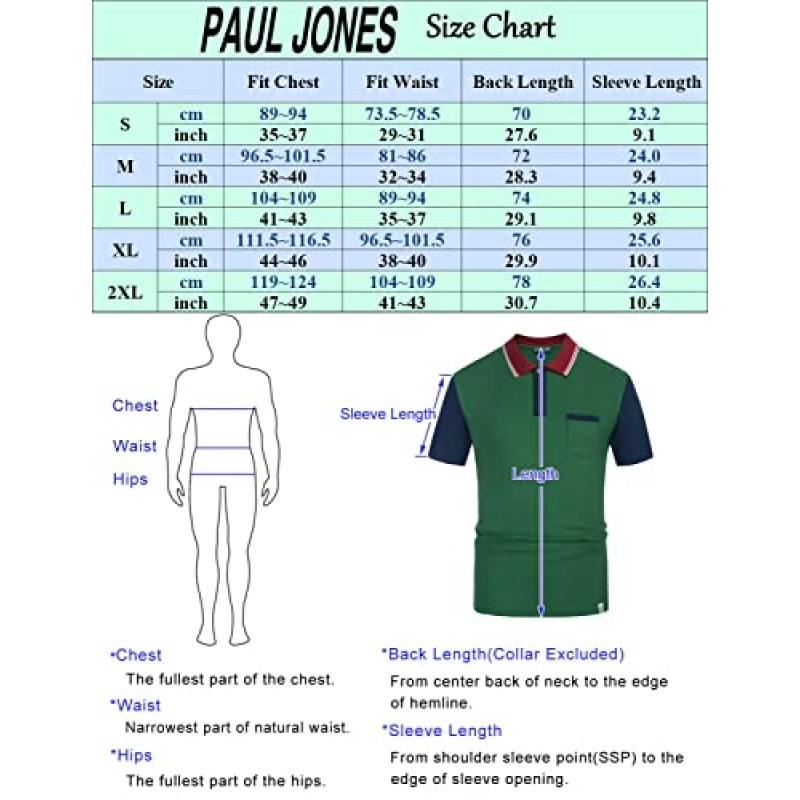 PJ PAUL JONES 남성용 컬러 블록 폴로 셔츠 모이스처 위킹 골프 폴로 코튼 반팔 티셔츠