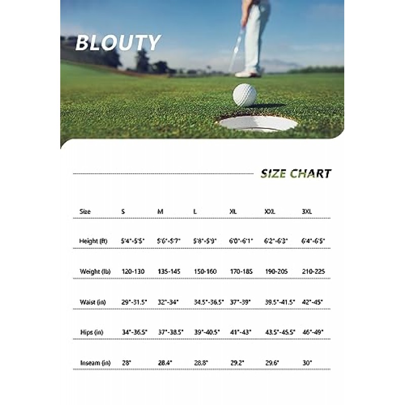 Blouty 남성용 골프 조깅 바지 4개 포켓 슬림핏 스트레치 스웨트 팬츠 남성용 테이퍼 조깅 작업 캐주얼 운동