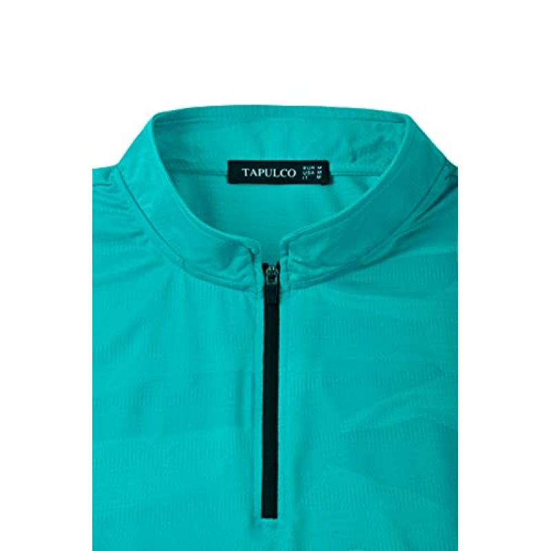 TAPULCO Mens Quick Dry Quarter Zip Performance 모던 프린트 캐주얼 스포츠 티셔츠 운동용 풀오버 야외 하이킹 티