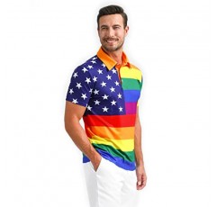 LINOCOUTON 남성용 American Patriotic Flag 폴로 반소매 셔츠