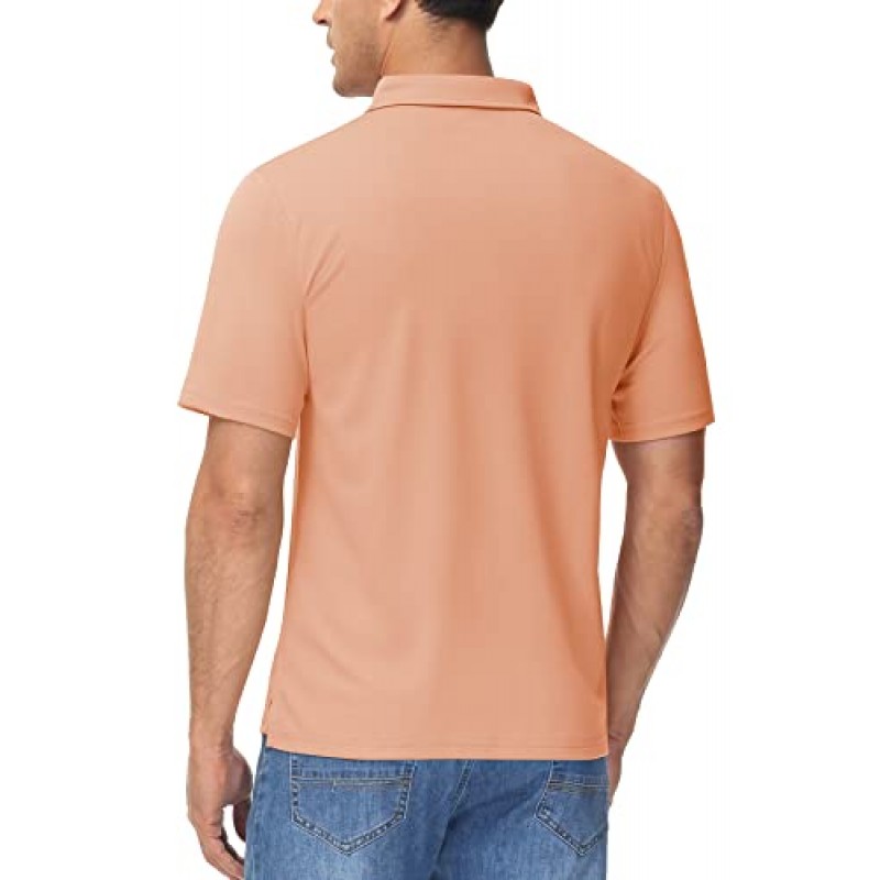 MAGCOMSEN 포켓이 있는 남성용 폴로 셔츠 반팔 칼라 골프 셔츠 Quick Dry Pique Performance Athletic Summer
