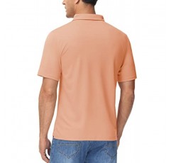 MAGCOMSEN 포켓이 있는 남성용 폴로 셔츠 반팔 칼라 골프 셔츠 Quick Dry Pique Performance Athletic Summer