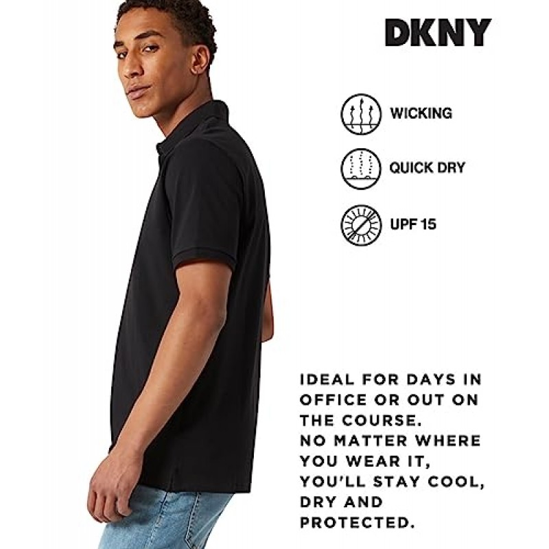 DKNY 남성용 면 폴로 셔츠 – 남성용 퀵 드라이 레귤러 핏 수분 흡수 골프 셔츠(사이즈: S-2XL)
