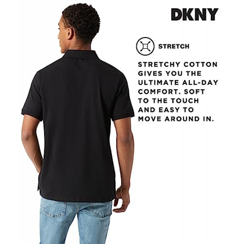 DKNY 남성용 면 폴로 셔츠 – 남성용 퀵 드라이 레귤러 핏 수분 흡수 골프 셔츠(사이즈: S-2XL)