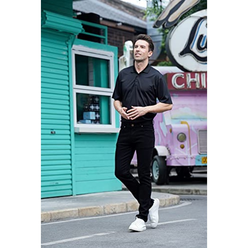 LEDINEY 남성용 폴로 셔츠 레귤러 핏, 비즈니스 및 캐주얼 패션 스포츠 골프 셔츠