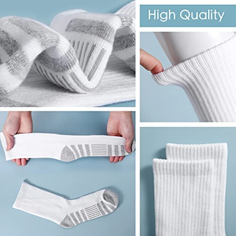 Airacker 운동 양말 스포츠 러닝 송아지 양말 남성 여성용 성능 쿠션 통기성 승무원 양말 (6 쌍)