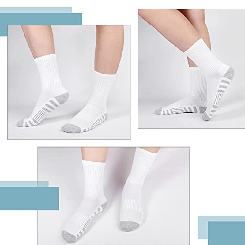 Airacker 운동 양말 스포츠 러닝 송아지 양말 남성 여성용 성능 쿠션 통기성 승무원 양말 (6 쌍)