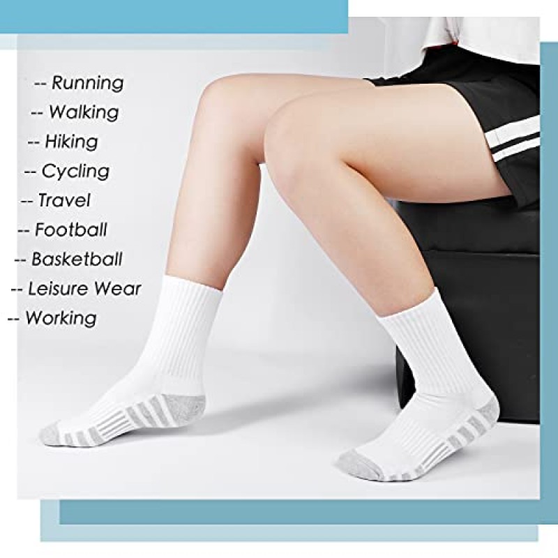 Airacker 운동 양말 스포츠 러닝 송아지 양말 남성 여성용 성능 쿠션 통기성 승무원 양말 (6 쌍)