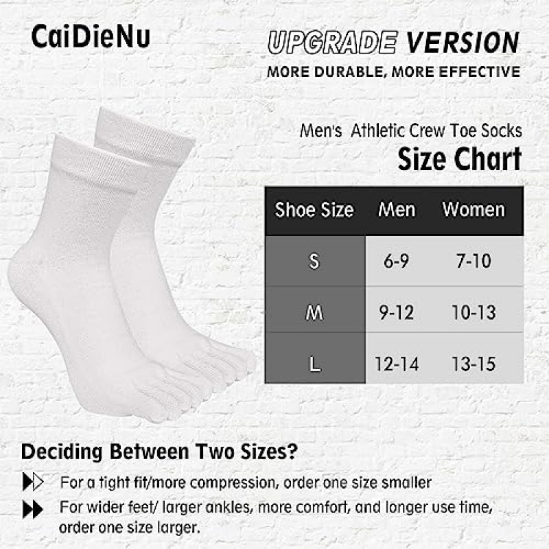 CaiDieNu 남성 발가락 양말 면 운동 달리기 다섯 손가락 크루 양말