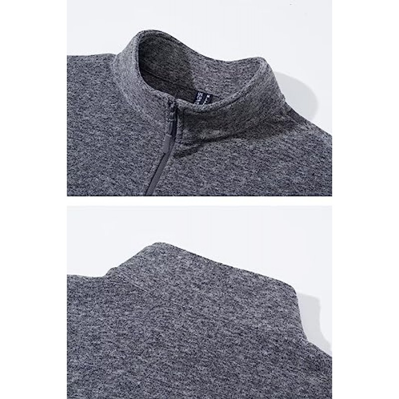 TACVASEN 남성용 풀오버 셔츠 1/4 지퍼 양털 스웨터 긴 소매 중간 중량 달리기 운동 운동 코트