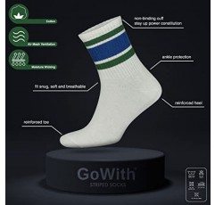 GoWith 3-4 쌍 남성 및 여성을위한 면화 다채로운 복고풍 얇은 줄무늬 양말, 캐주얼하고 부드러운 경량 쿼터 양말