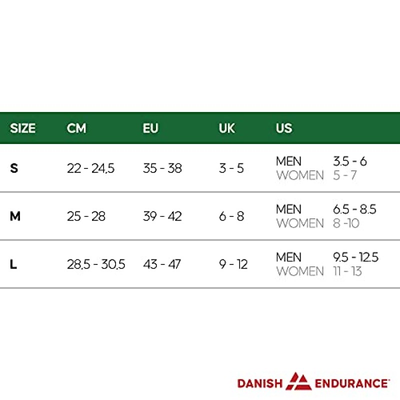 DANISH ENDURANCE 3팩 퍼포먼스 테니스 크루 양말, 면, 남성용 및 여성용