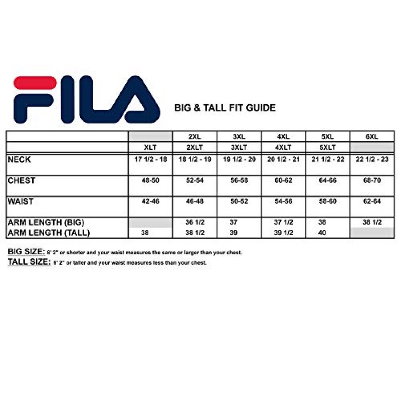 Fila 크고 키가 큰 남성용 운동용 셔츠 – 남성용 수분 흡수 셔츠