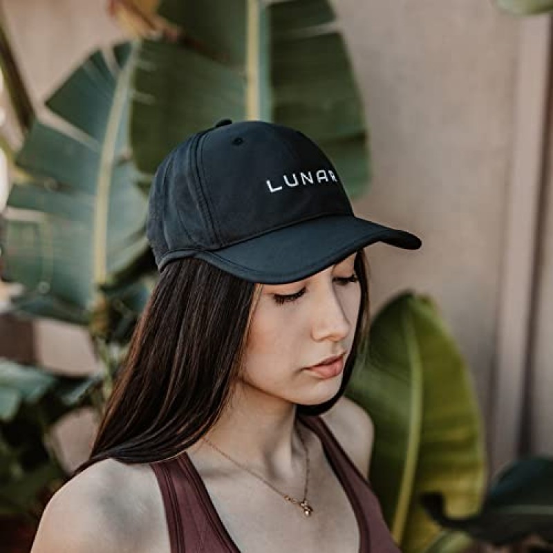 LUNAR ACTIVE GEAR 퍼포먼스 모자, 통기성이 뛰어난 경량 나일론 소재, 조절 가능한 스트랩으로 편안한 핏, 남여 공용 세련된 디자인, 운동복 및 라이프스타일 의류 블랙