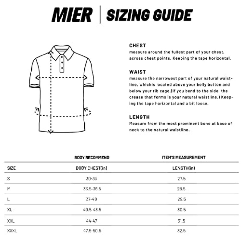 MIER 남성용 골프 폴로 셔츠 반소매 자외선 차단 야외 스포츠 셔츠 빠른 건조