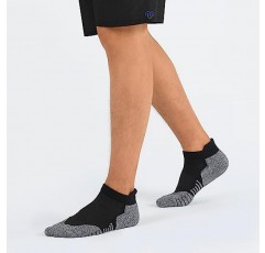 Closemate Mens 스포츠 발목 양말 6 쌍 로우 컷 코튼 쿠션 탭 미끄럼 방지 통기성 운동 러닝 양말