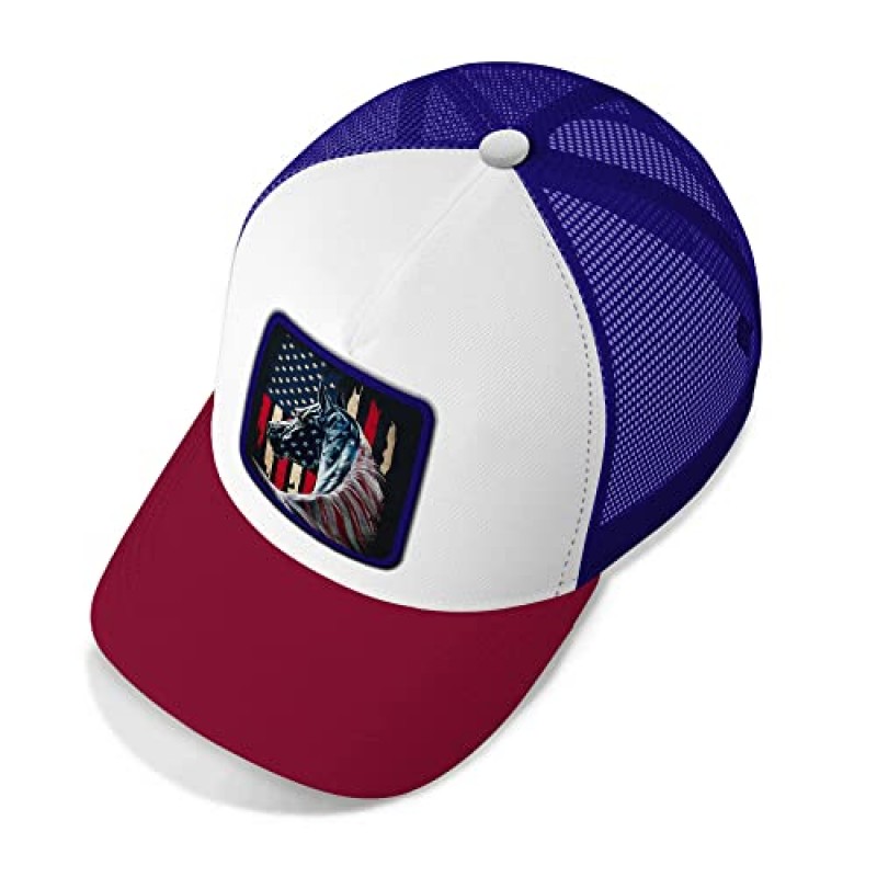 Asvance Trucker Hat - 남성용 메쉬 백 야구 모자 - 프리미엄 American Patriots 자수 모자 - 아빠를 위한 선물