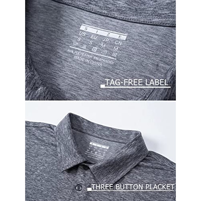 MAGCOMSEN 남성용 폴로 셔츠 3버튼 플래킷 퀵 드라이 퍼포먼스 여름 셔츠 피케 저지 골프 폴로 셔츠