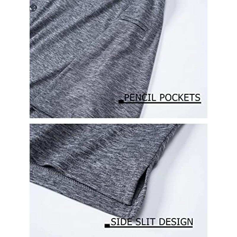 MAGCOMSEN 남성용 폴로 셔츠 3버튼 플래킷 퀵 드라이 퍼포먼스 여름 셔츠 피케 저지 골프 폴로 셔츠