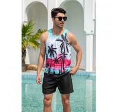 uideazone Mens Beach 탱크 탑 여름 3D 그래픽 빠른 건조 민소매 티셔츠 체육관 운동 탱크