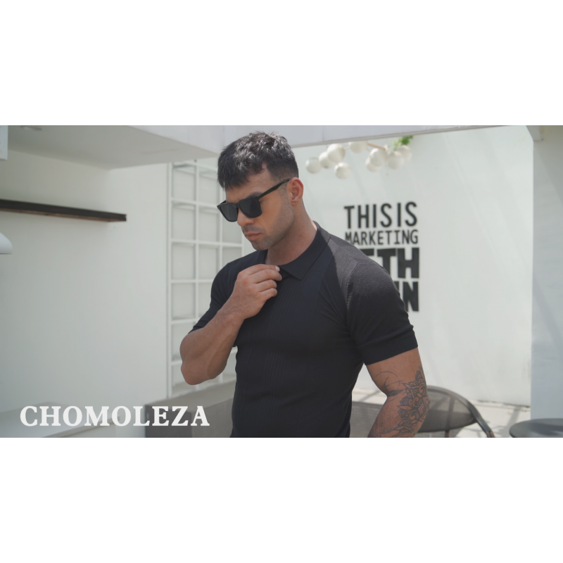CHOMOLEZA 남성 슬림핏 니트 폴로 셔츠 반팔/긴팔 캐주얼 기본 티 스트레치 골프 셔츠 머슬 티셔츠