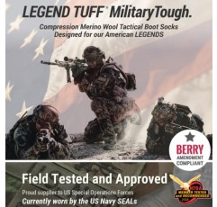 LEGEND 압축 전술 양말 | 전천후 부츠 양말 | 남성 및 여성용 메리노 울 미드 카프 밀리터리 양말